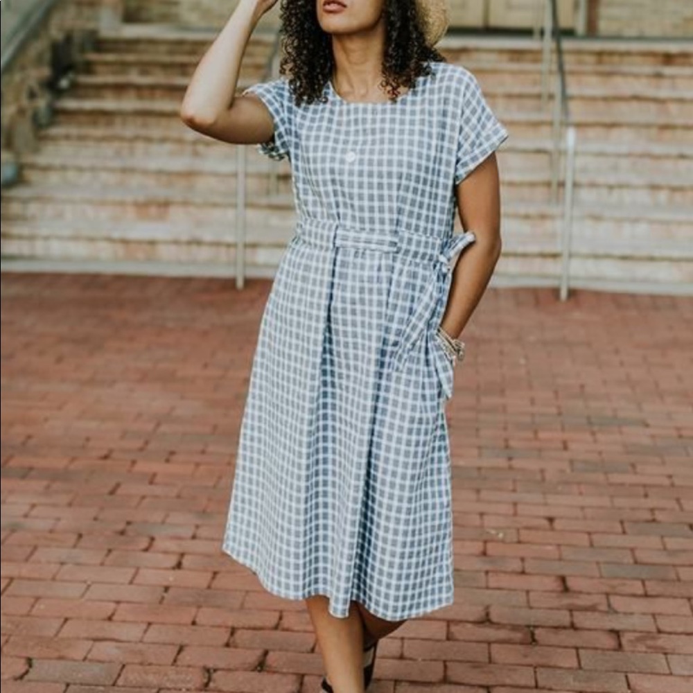 Roolee Delilah Checkered Midi Dress